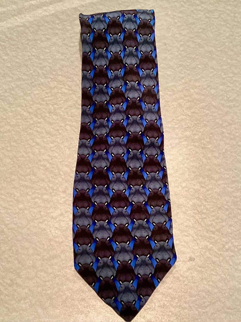Nature Conservancy Vintage 90βs Hippo Silk Tie Karen Bierce Design